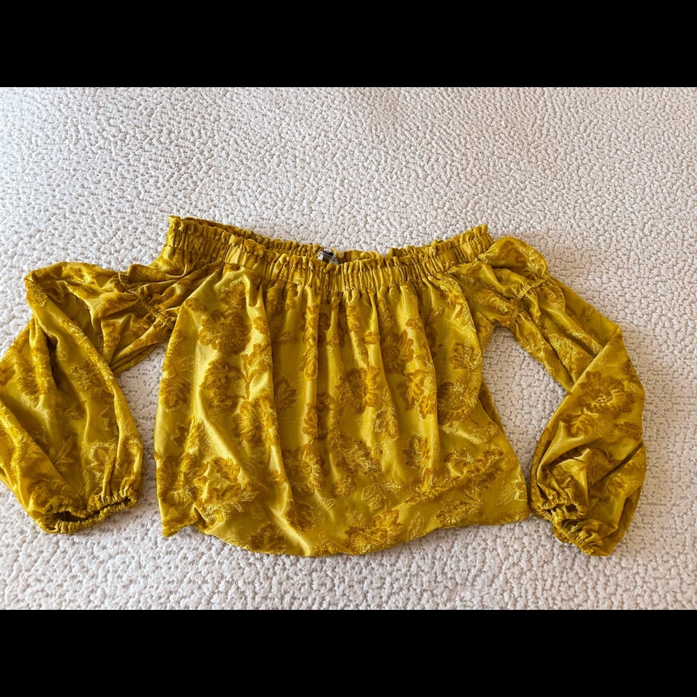 Gold Dandelion Off Shoulder Crop Top